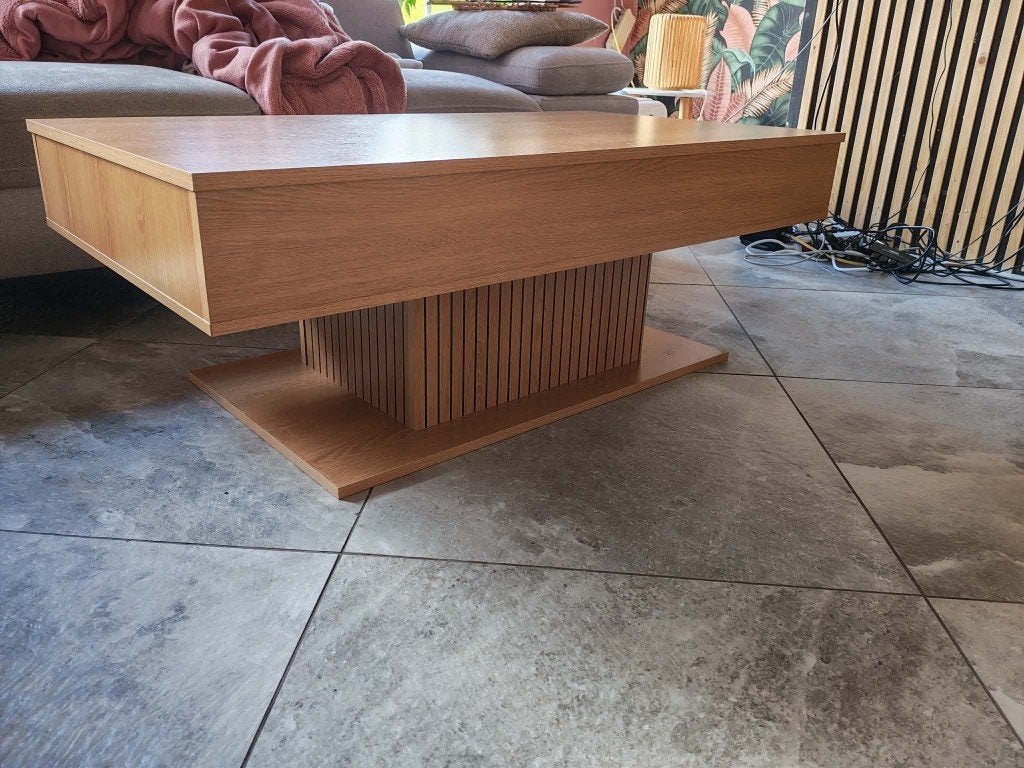 Table basse effet lattes de bois, Neuf, 100 à 150 cm, Enlèvement ou Envoi, 50 à 100 cm