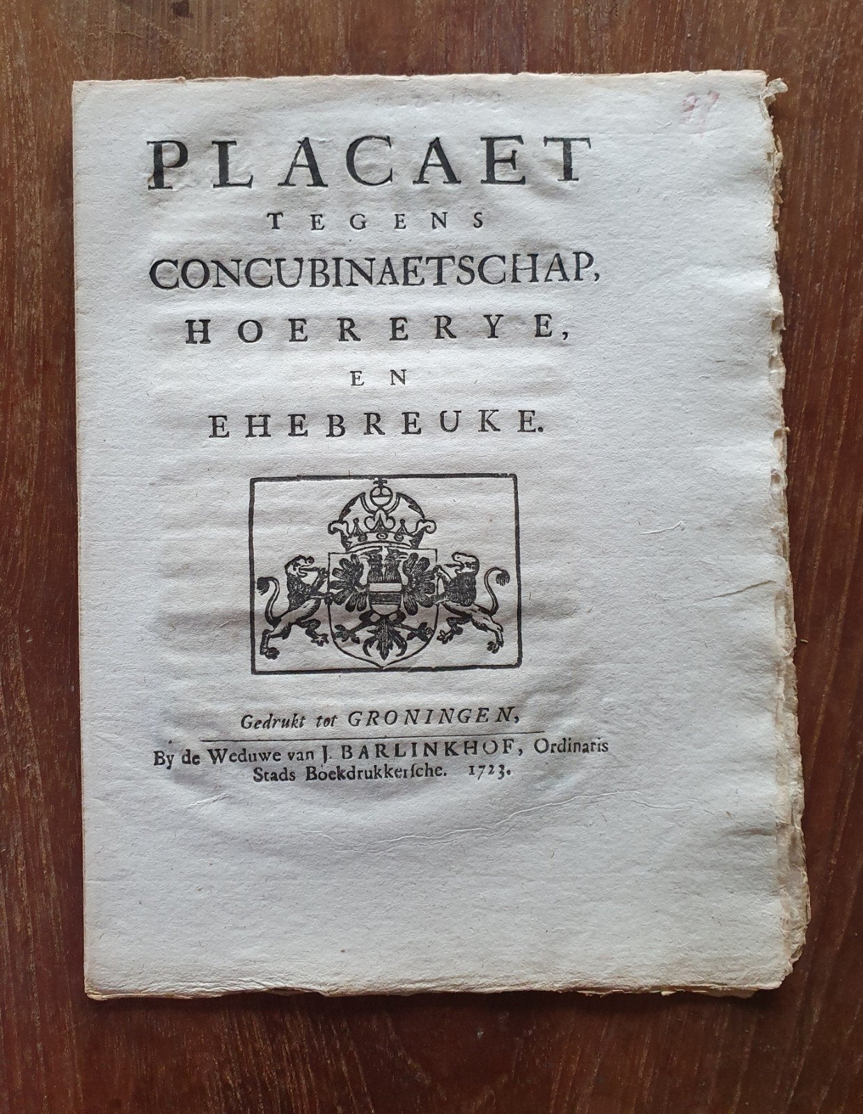 Placaet over 'hoererye' 'ehebreuke', Ophalen of Verzenden