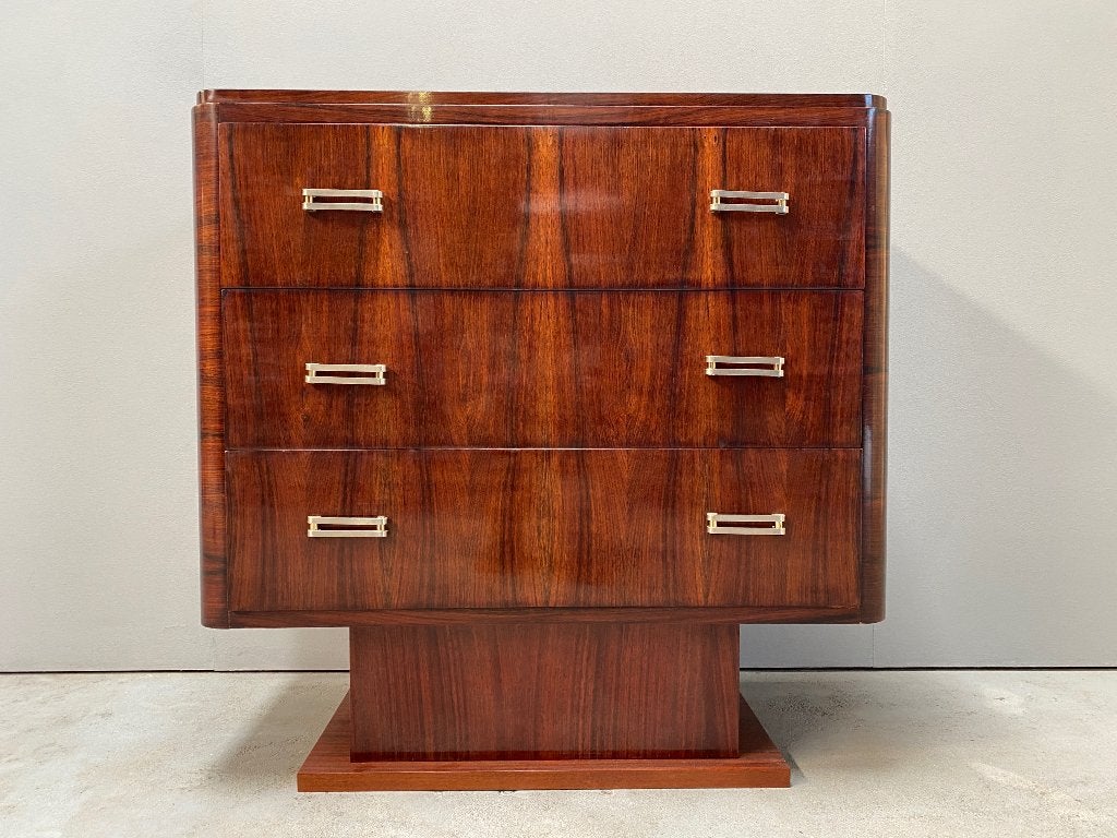 Art Deco commode op centrale voet in Indisch palissander, Antiek en Kunst, Ophalen
