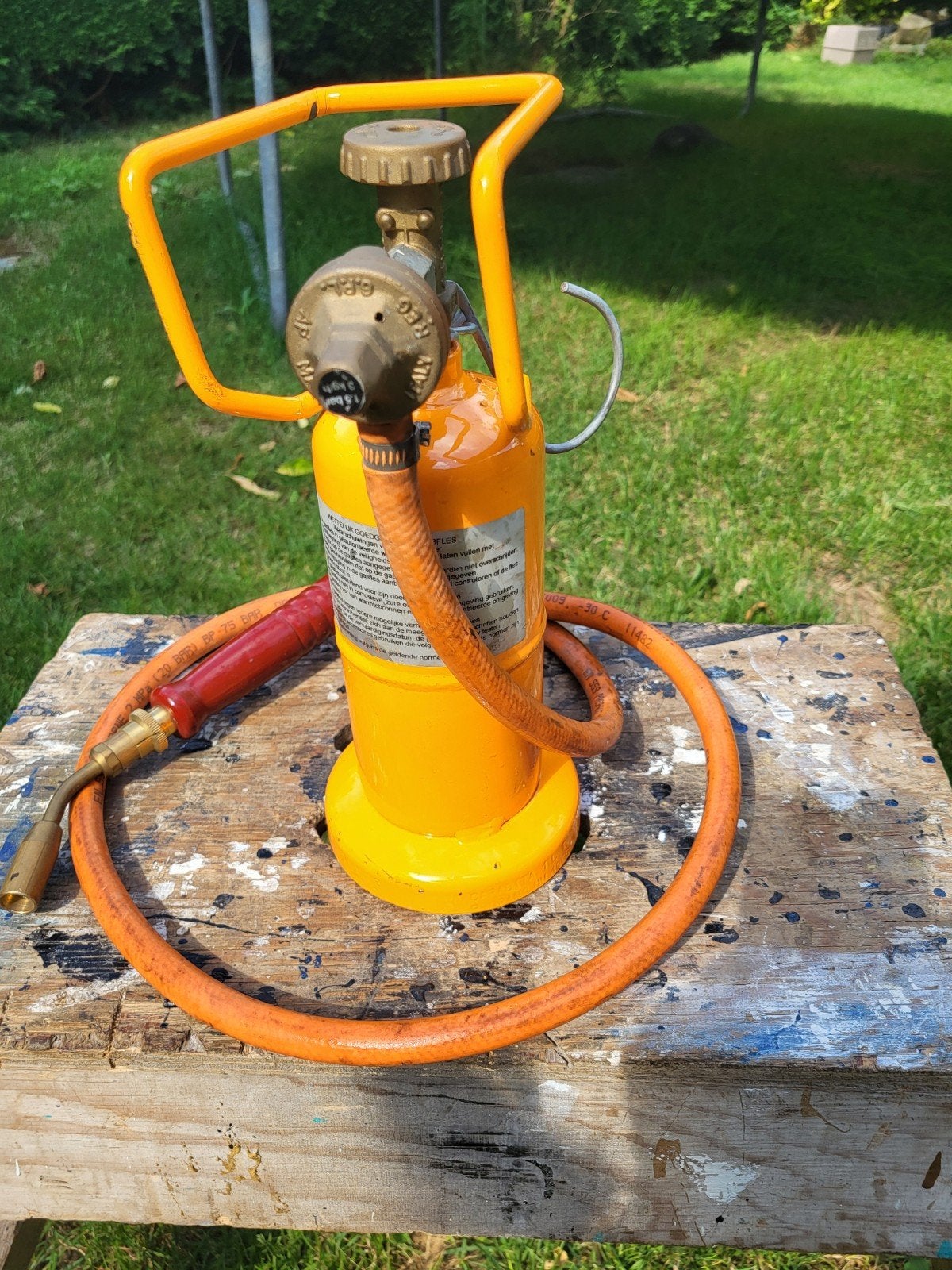 Gasbrander soldeerbout met gasfles en slang, Doe-het-zelf en Bouw, Ophalen of Verzenden, Zo goed als nieuw