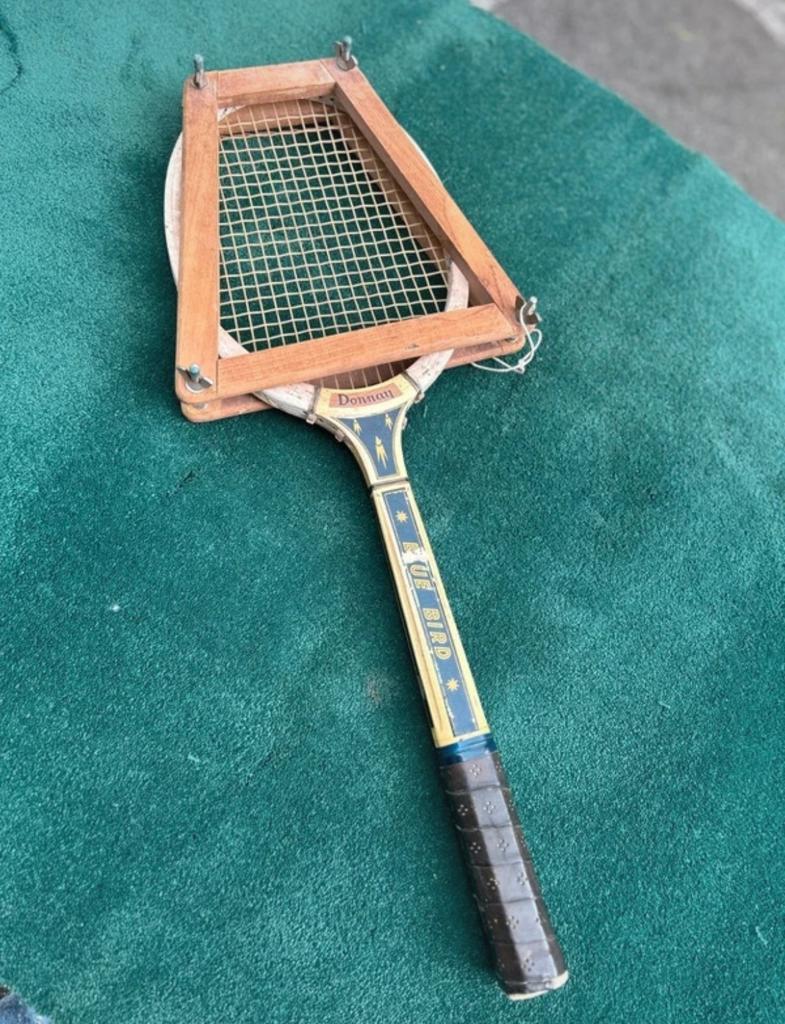 Vintage Donnay tennisracket blue bird met berscherming, Ophalen of Verzenden, Zo goed als nieuw, Racket, Overige merken
