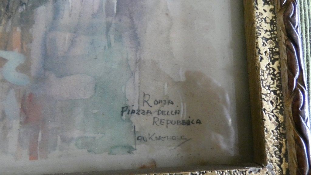 aquarel print van Jan Korthals, Antiek en Kunst, Ophalen of Verzenden, Klassiek, Aquarel, Papier