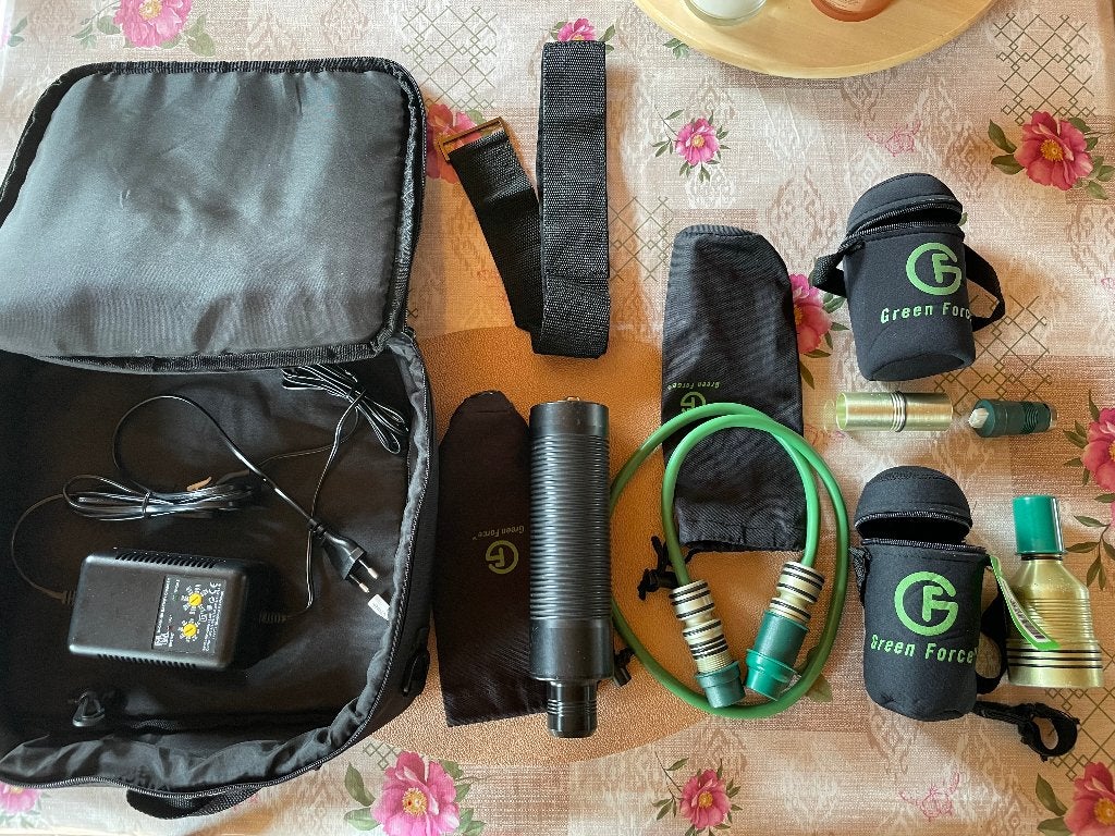 Lampe de plongée Green Force Flexi II tête Tristar, Enlèvement ou Envoi, Utilisé, Lampe de plongée
