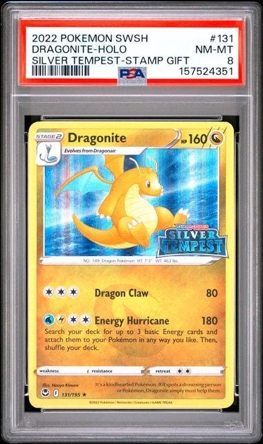 Dragonite SIT 131 PSA 8 (Holo + Stamped), Hobby en Vrije tijd, Verzamelkaartspellen | Pokémon, Ophalen of Verzenden, Nieuw, Losse kaart
