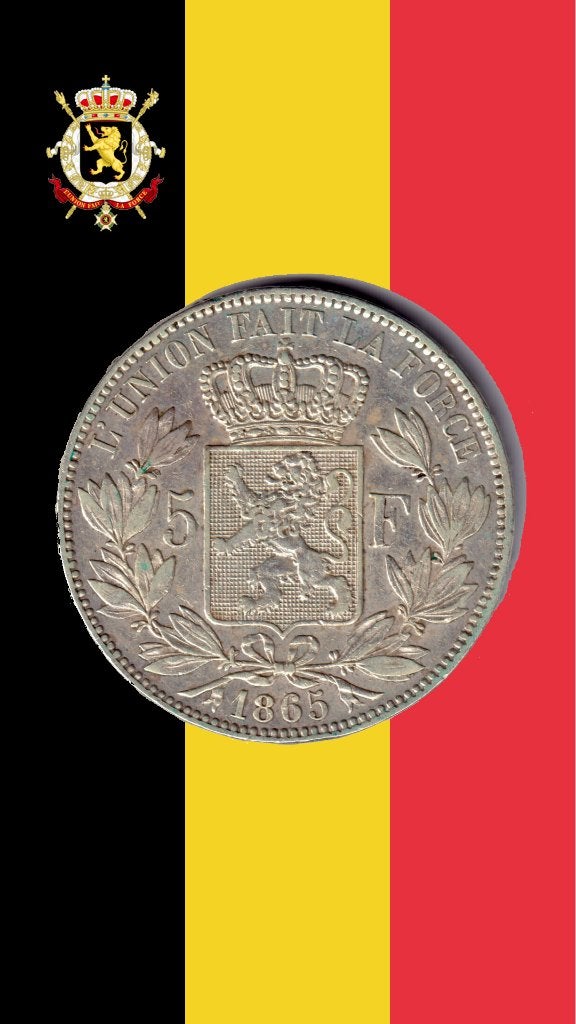 VARIANTE : 5 francs 1865 (6 sur 5) - Léopold I, Timbres & Monnaies, Monnaies | Belgique, Monnaie en vrac, Argent, Argent, Envoi