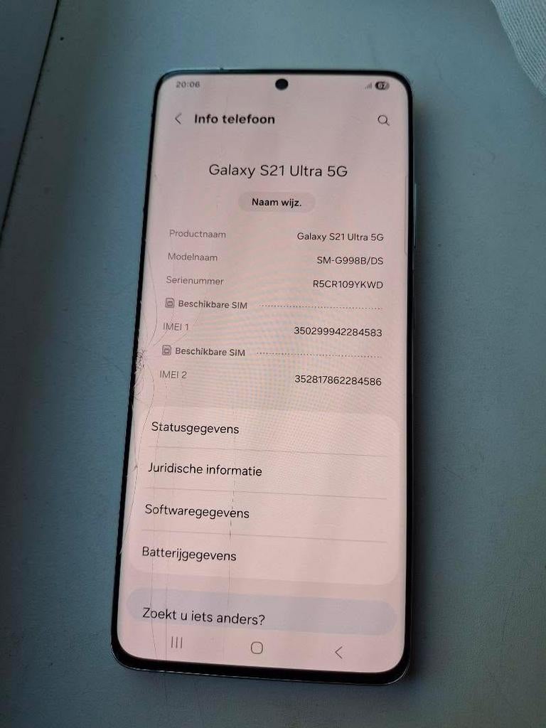Samsung Galaxy S21 Ultra 256gb werkt goed – barst in scherm, Ophalen, Galaxy S21