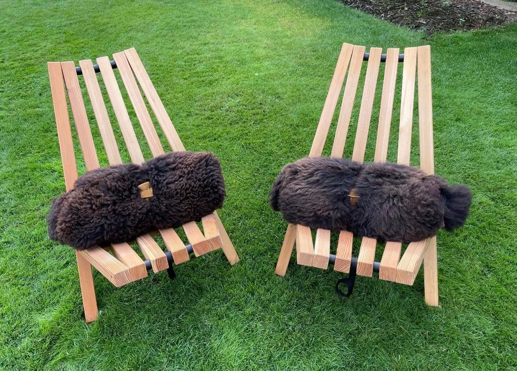 2x Fieldchair Weltevree & bruin schapenvacht NIEUW!!, Ophalen, Nieuw, Hout, Inklapbaar