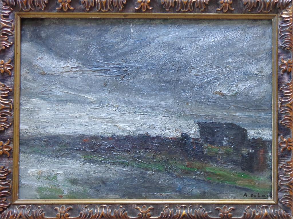 ALOIS DE LAET / KERMISWEGEN / OLIEVERF / 29x39cm / KADER, Antiek en Kunst, Kunst | Schilderijen | Klassiek, Ophalen of Verzenden