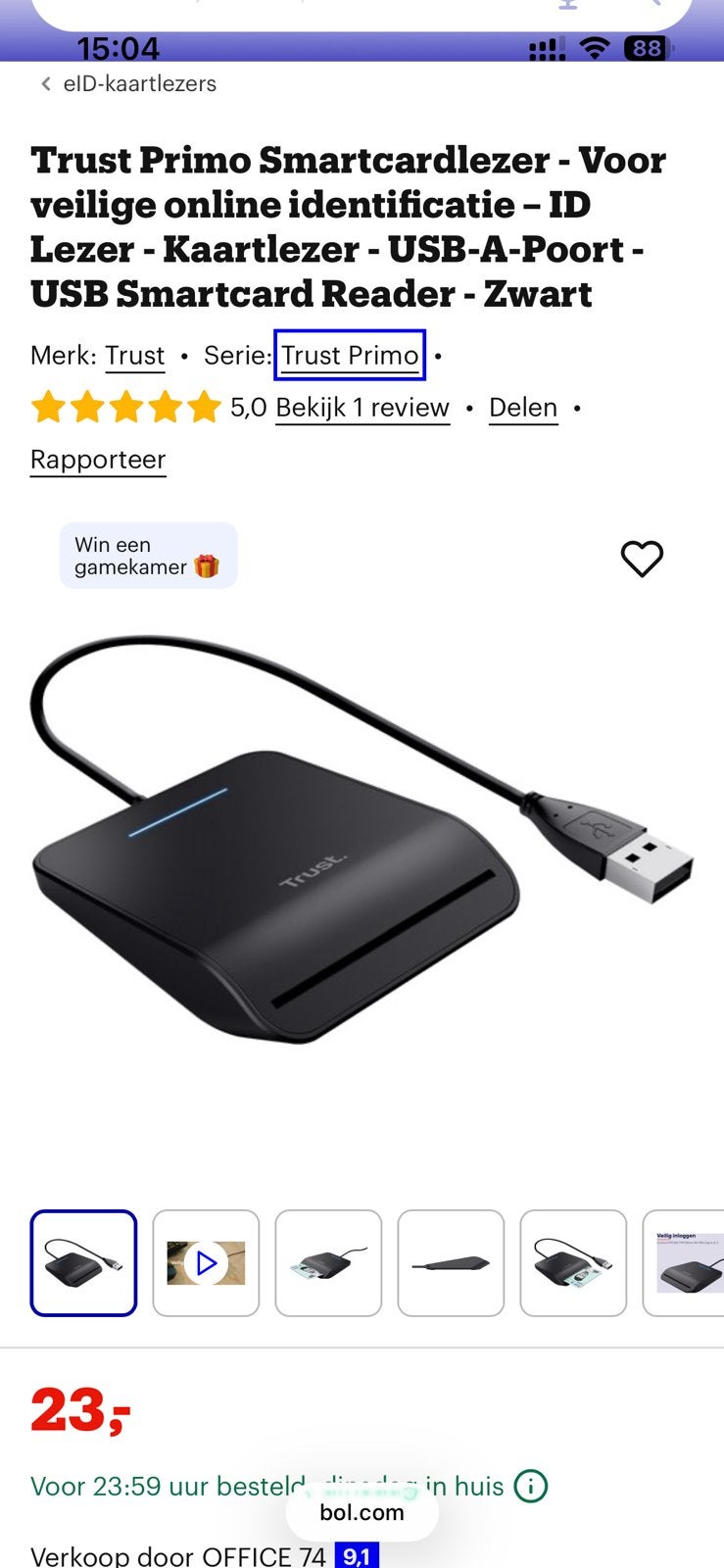 Lecteur de carte à puce Trust Primo, Envoi, Comme neuf