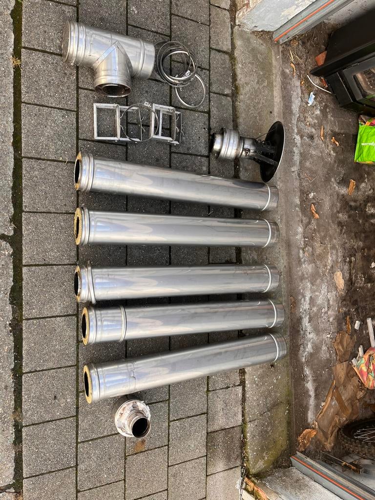 Inox schoorsteen voor pellet kachel, Ophalen, Gebruikt, Inox