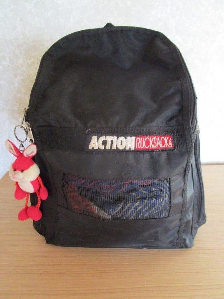 Zwarte rugzak schoudertas ACTION RUCKSACK, Ophalen of Verzenden, Gebruikt, Zwart, Overige merken