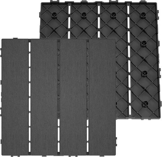 WPC terrastegels antraciet 11 stuks 30 x 30 cm – 1 m², Ophalen, Minder dan 5 m², Terrastegels, Composiet