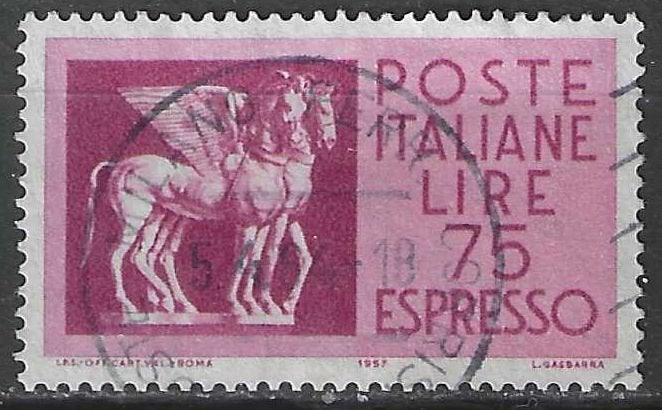 Italie 1958/1966 - Yvert 43EX - Gevleugeld paard - 75 l (ST), Verzenden, Gestempeld