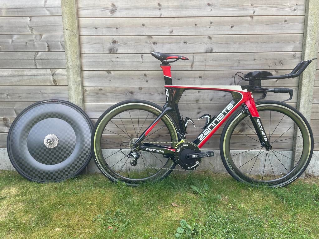 Tijdrit/Triatlonfiets met vol achterwiel, Fietsen en Brommers, 28 inch, Gebruikt, Carbon, Velgrem