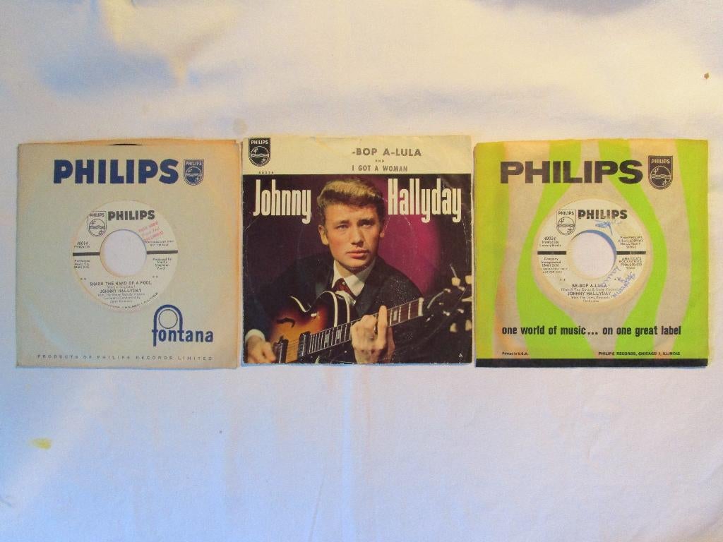Johnny Hallyday : trois 45t pressage USA (2 promos !), CD & DVD, Vinyles Singles, Utilisé, Single, 1960 - 1969, Rock et Metal