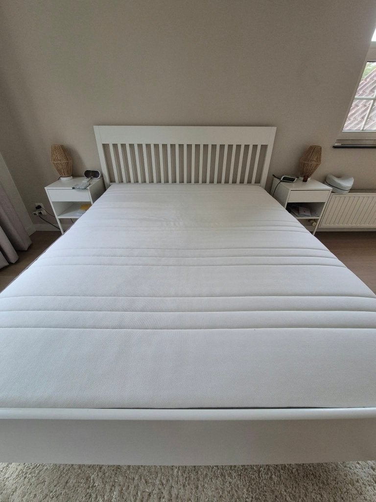 Bed 160x200 + matras te koop, Ophalen, Wit, Tweepersoons, Hout