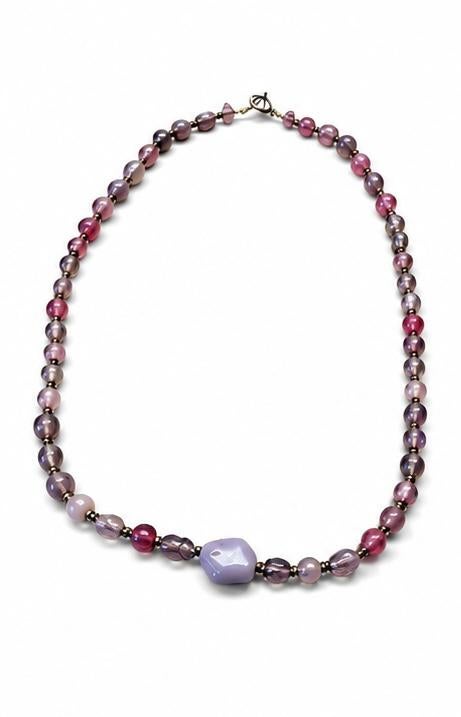 Paarse kraalketting, Handtassen en Accessoires, Kettingen, Zo goed als nieuw, Overige materialen, Paars, Ophalen of Verzenden