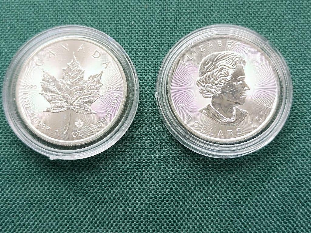 Canada Maple Leaf Zilver 1 oz - 2019 jaar /2stuks/, Postzegels en Munten, Munten | Oceanië, Ophalen of Verzenden, Losse munt, Zilver