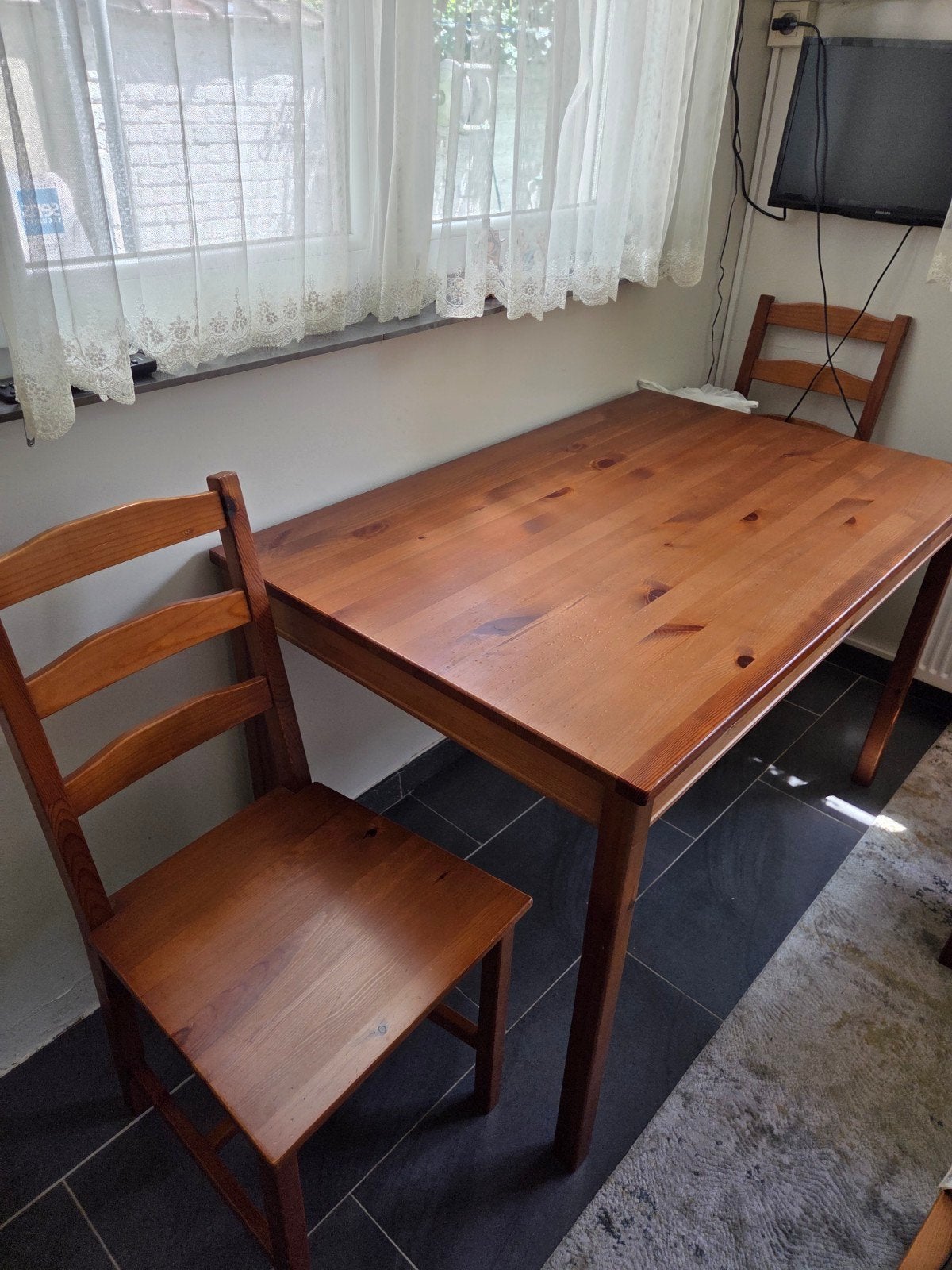 Table en bois épave 4 chaises., Maison & Meubles, Enlèvement