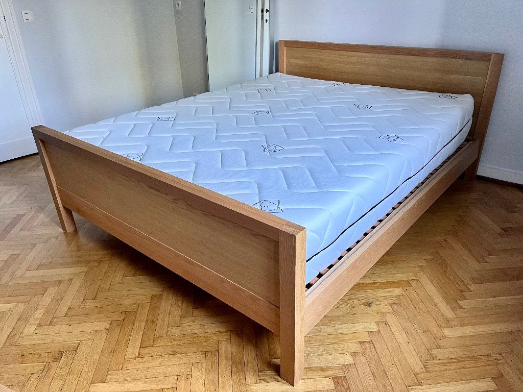 Lit - Habitat 180 x 200 cm en chêne massif - Naturel, Maison & Meubles, Chambre à coucher | Lits, Autres couleurs, Comme neuf