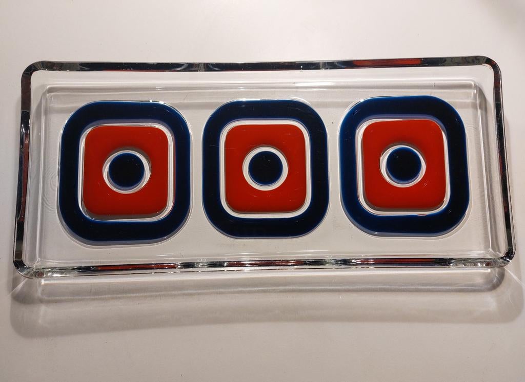 Vintage Walther Glas serveerschaal – Pop‑Art design, Ophalen of Verzenden