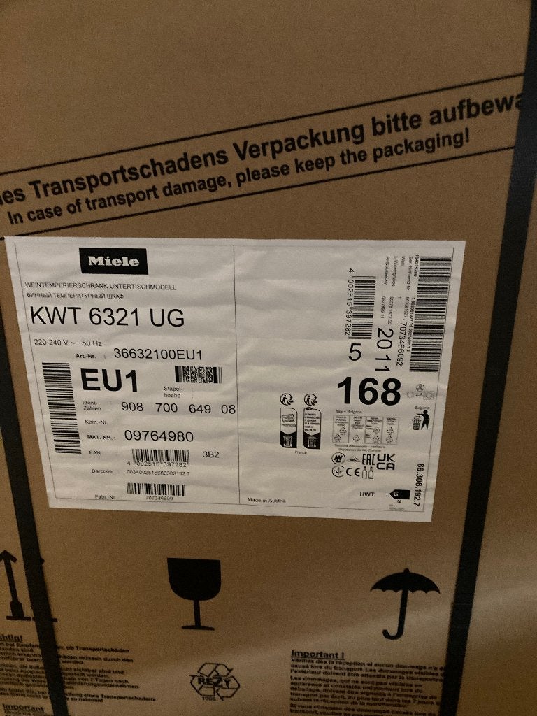 Wijnklimaatkast Miele onderbouw zwart, Elektronische apparatuur, Koelkasten en IJskasten, Ophalen, Nieuw
