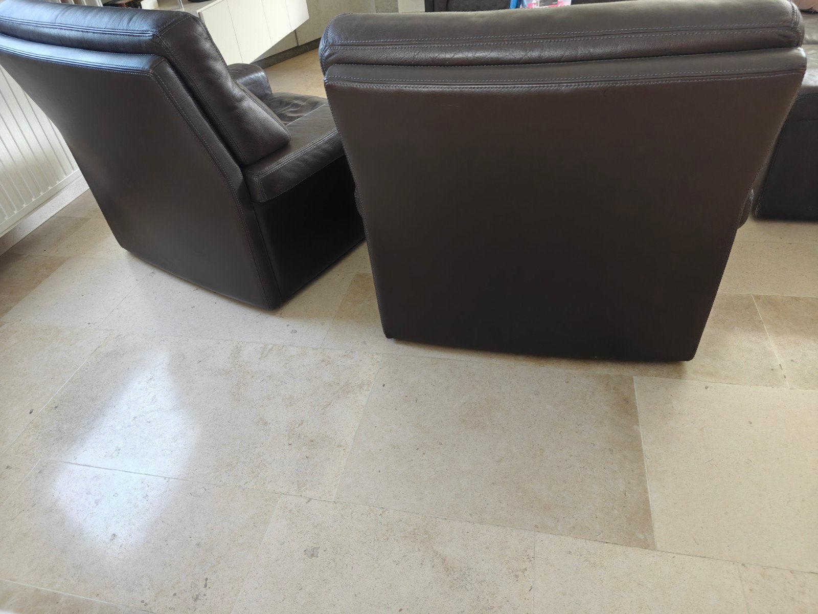 groot salon bruin leer, Ophalen, Gebruikt, Overige maten, Modern klassiek