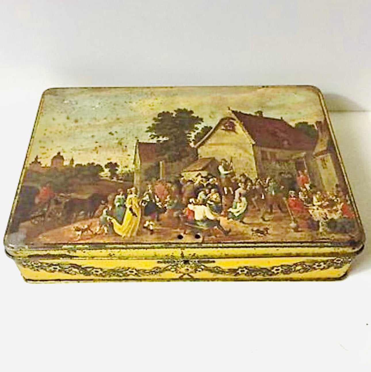 Ancienne boîte Chocolat Jacques. peintre David Teniers, Enlèvement