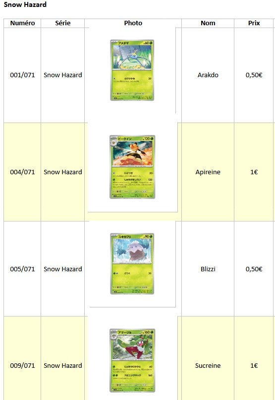 Cartes Pokémon Snow Hazard (japonaises), Enlèvement, Comme neuf, Plusieurs cartes