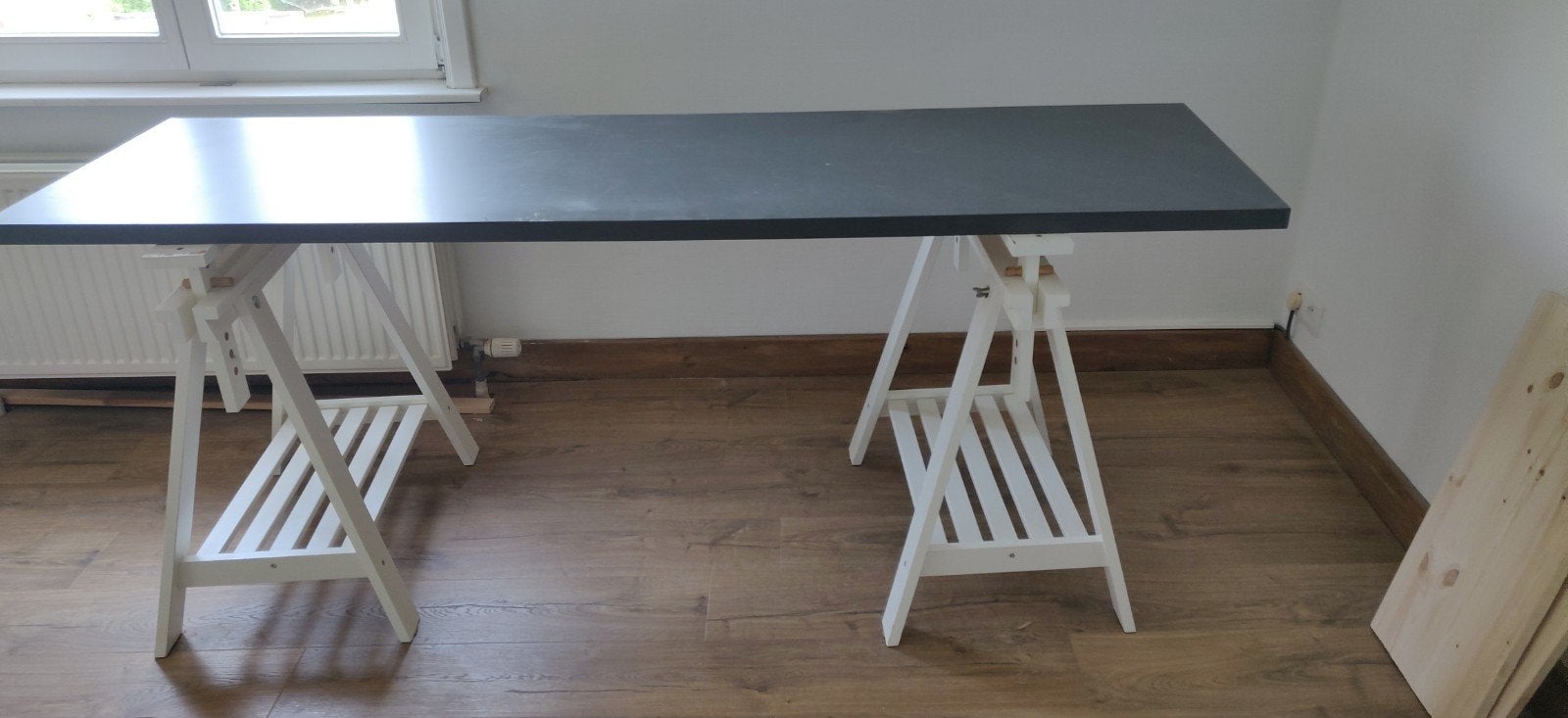 Schragen met tafelblad, Huis en Inrichting, Bureaus, Ophalen, Gebruikt, IKEA, Grijs