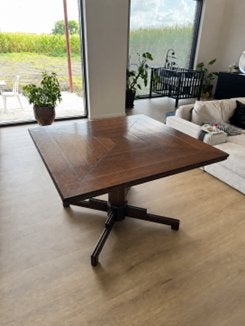 Unieke eettafel vierkant én rond - 119 cm / diameter 167 cm, Ophalen, Gebruikt, Vijf personen of meer, Overige vormen