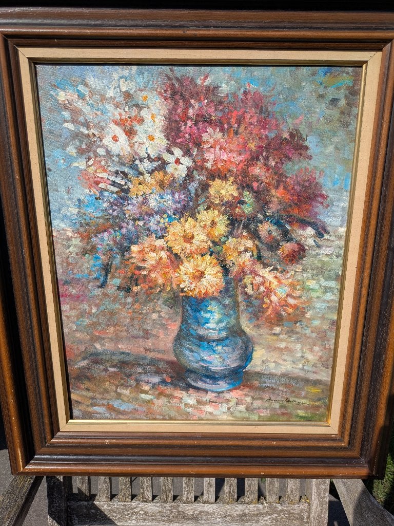olieverfschilderij, Enlèvement, Toile, Fleurs, Impressionniste