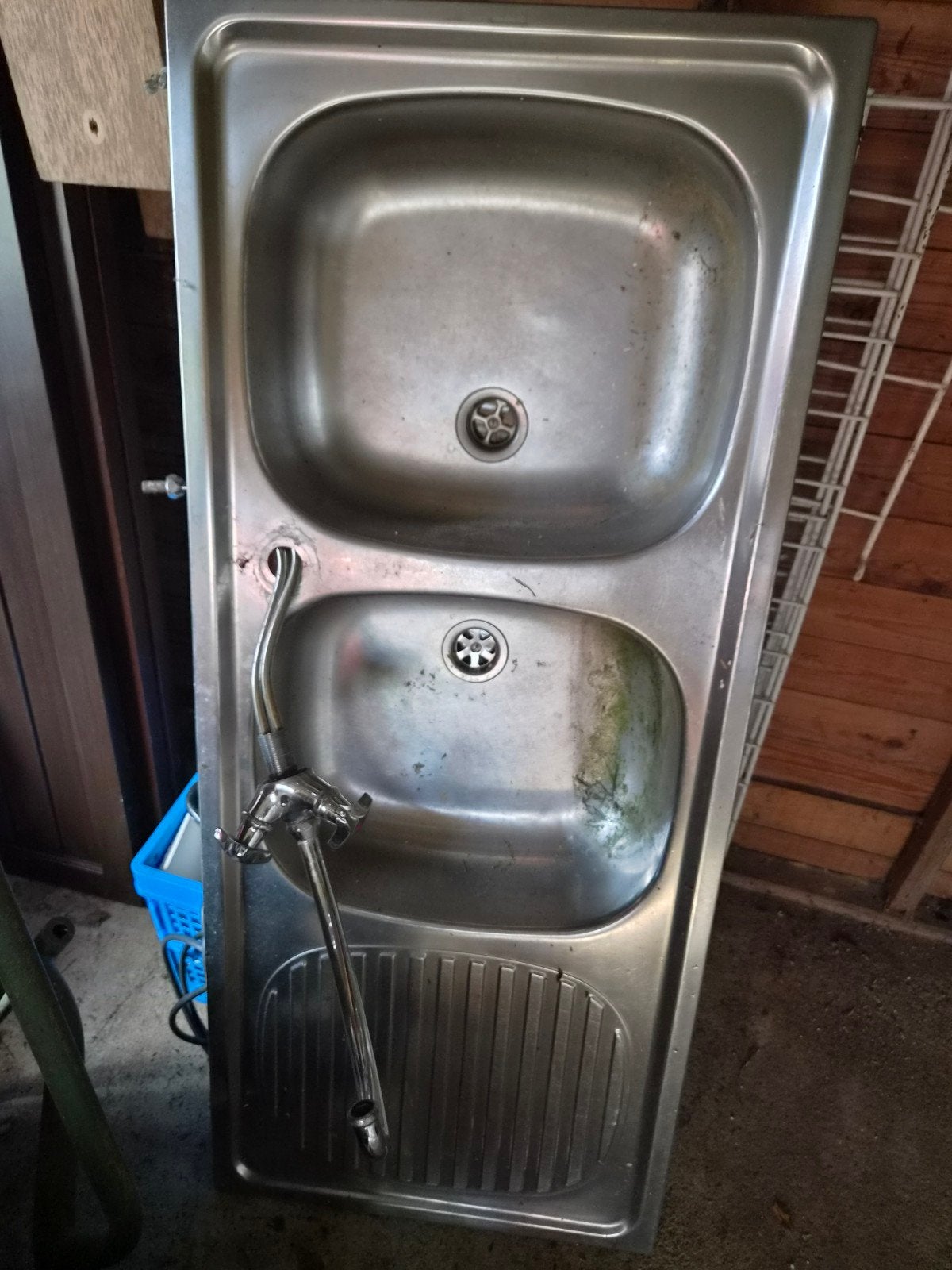 Dubbele spoelbak met kraan, Huis en Inrichting, Keuken | Keukenelementen, Ophalen, Gebruikt