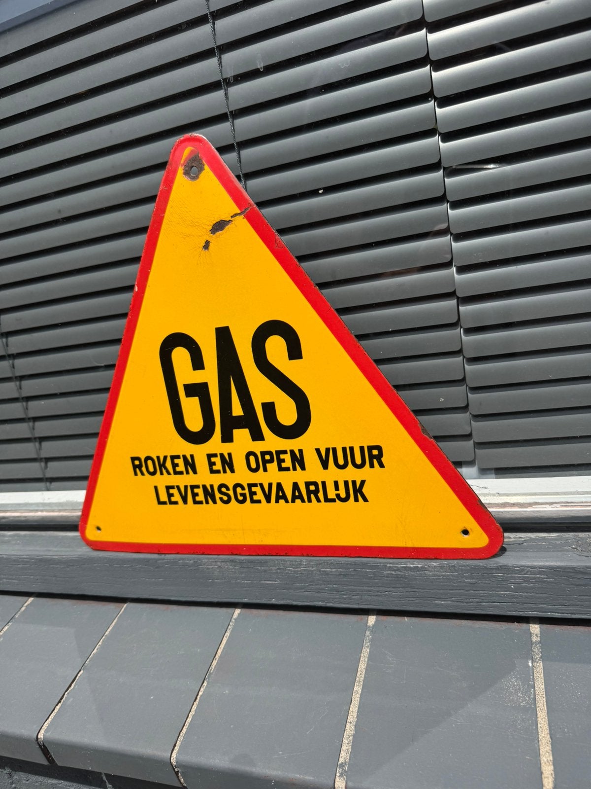 GAS open vuur emaille bordje, Verzamelen, Ophalen of Verzenden, Gebruikt, Reclamebord