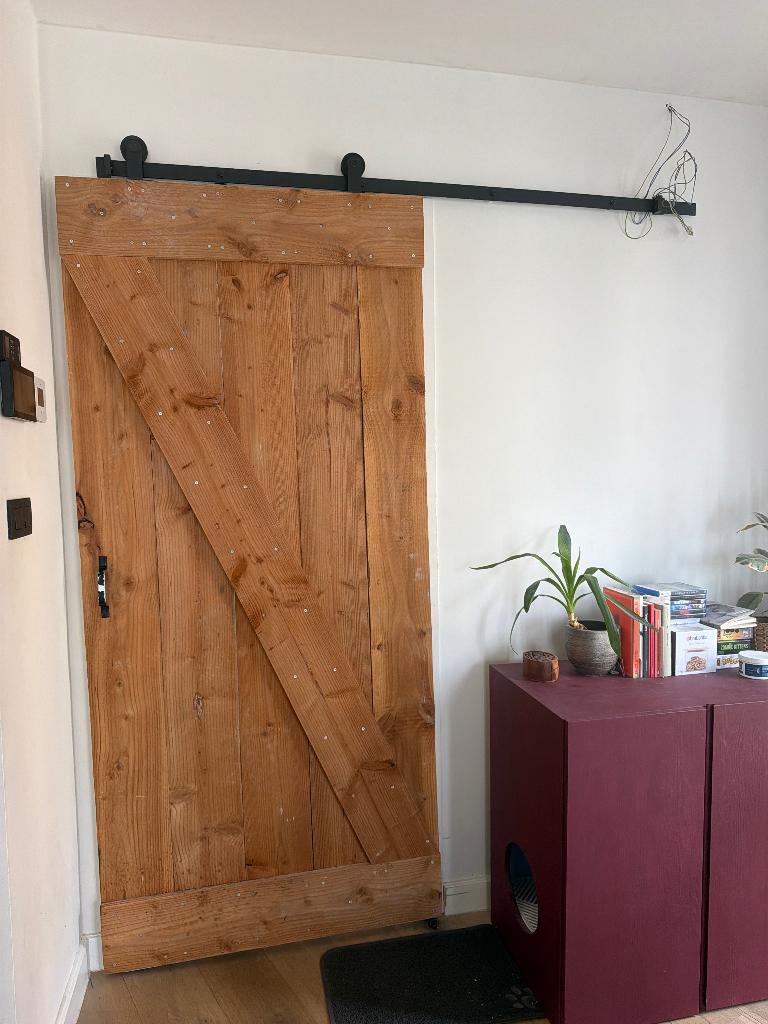 Houten schuifdeur, Ophalen, Gebruikt, 80 tot 100 cm, Binnendeur
