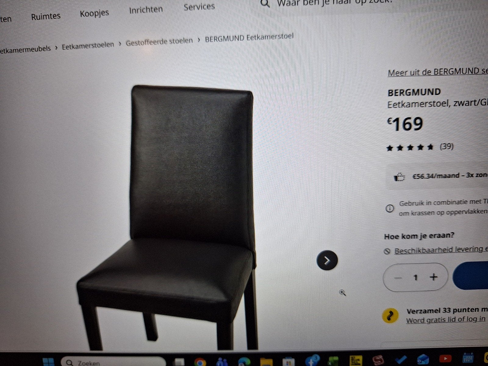 6 stoelen, Enlèvement, Comme neuf, Noir, Cuir