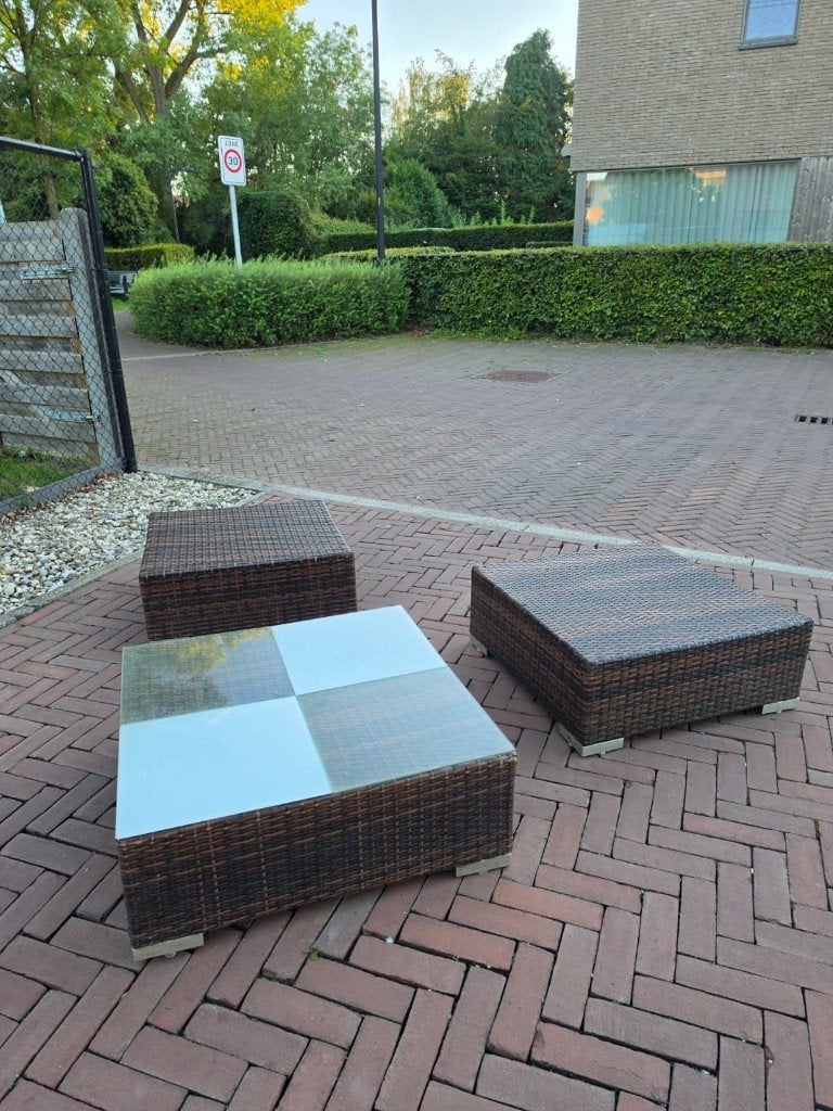 Driedelige tuinbankset, Tuin en Terras, Ophalen of Verzenden, Gebruikt, Loungeset