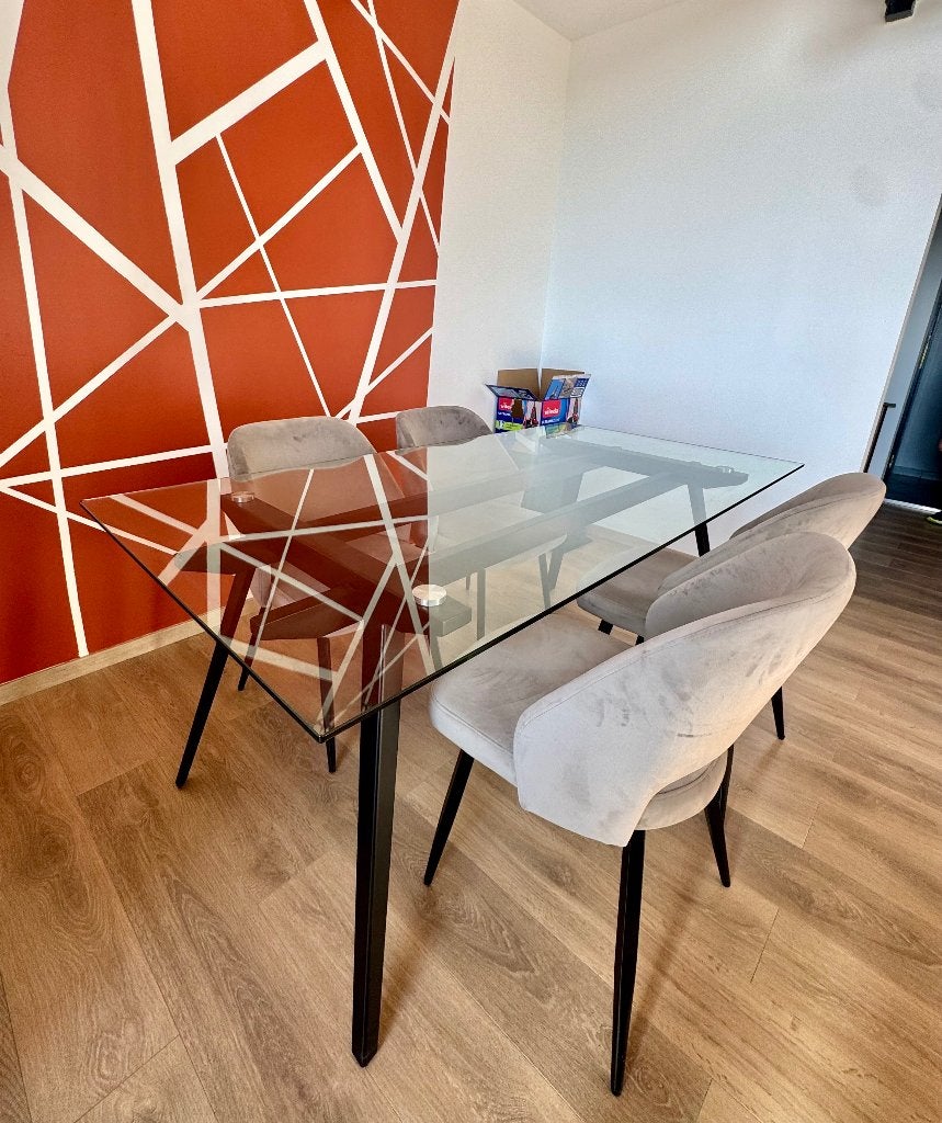 Table à manger design en verre + Plateau de rechange offert, Maison & Meubles, Neuf, 150 à 200 cm, Cinq personnes ou plus, Verre