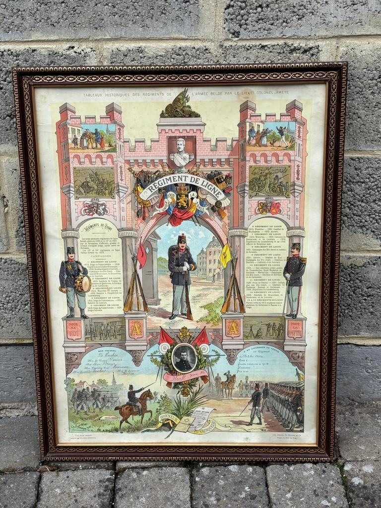Cadre sur les régiments de ligne ABBL  58 x 75 cm, Collections, Objets militaires | Seconde Guerre mondiale, Enlèvement