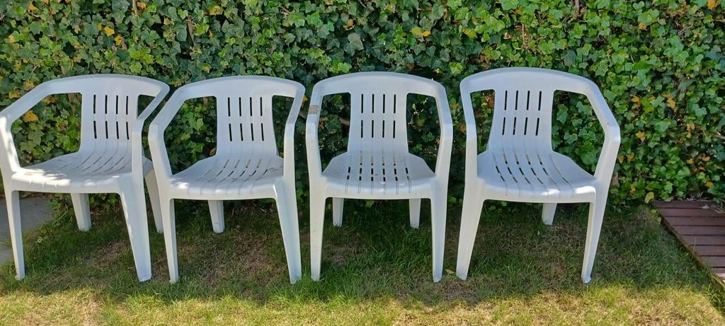 4 tuinstoelen wit, Tuin en Terras, Ophalen