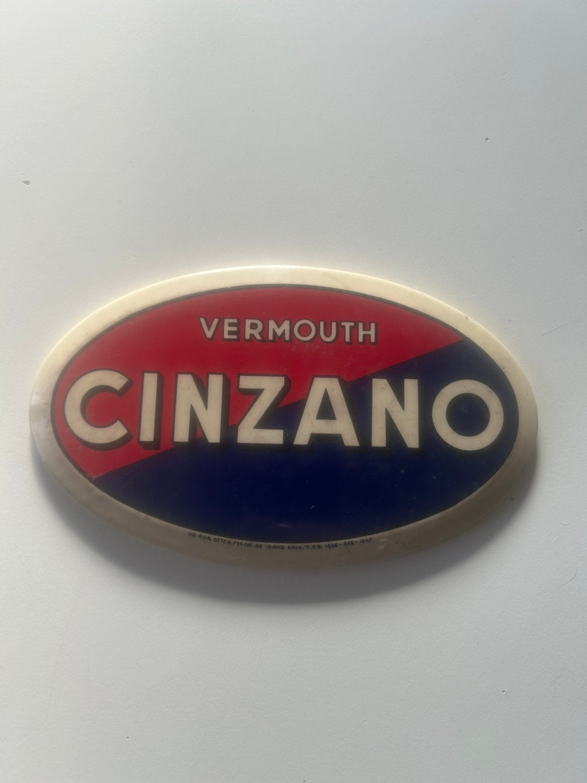 Blikken bordje cinzano vermouth 1947, Ophalen, Gebruikt, Reclamebord