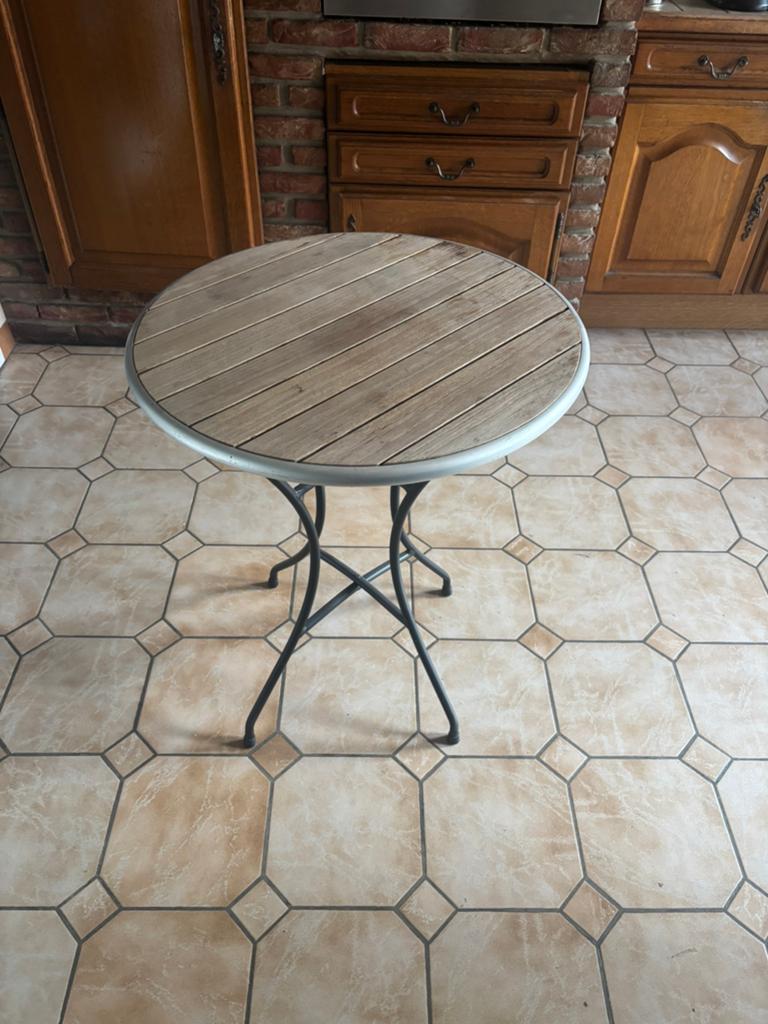 Table haute, Jardin & Terrasse, Enlèvement, Comme neuf, Rond, Bois