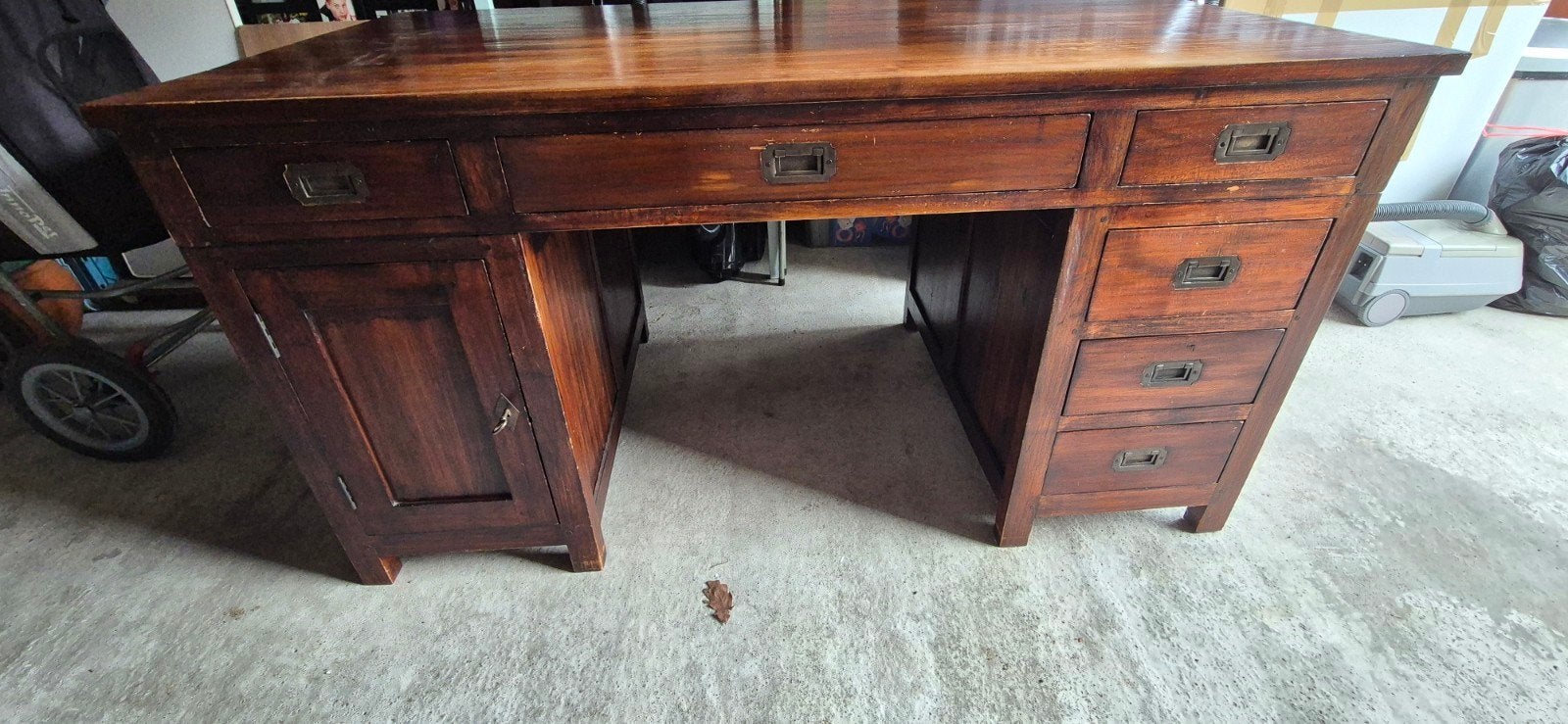 Teak Bureau L 1,50 m x H 78,5 D 80, Antiquités & Art, Antiquités | Bureau & Affaires, Enlèvement