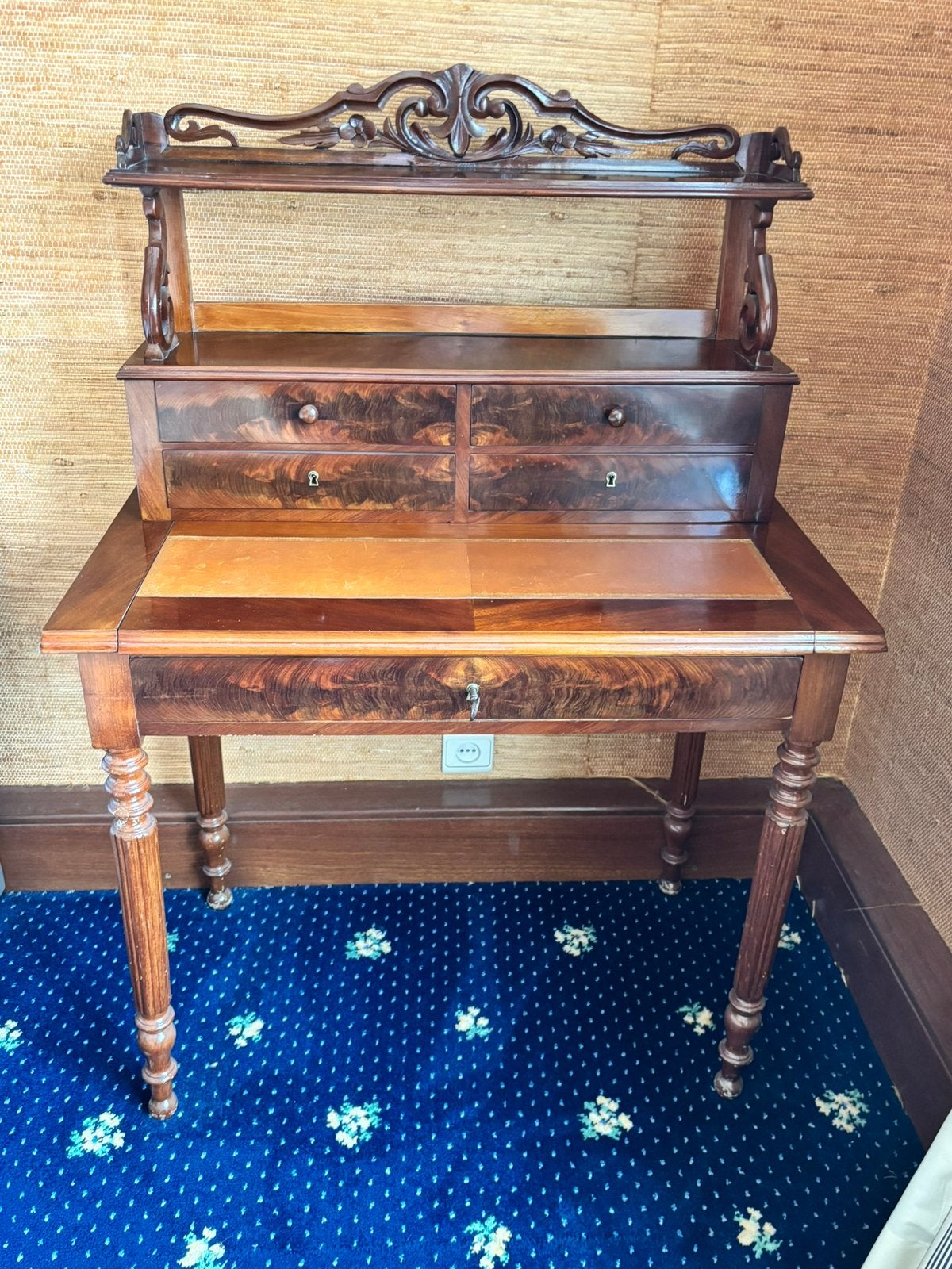 schrijftafel Louis-Philippe bonheur-du-jour in mahonie, Ophalen