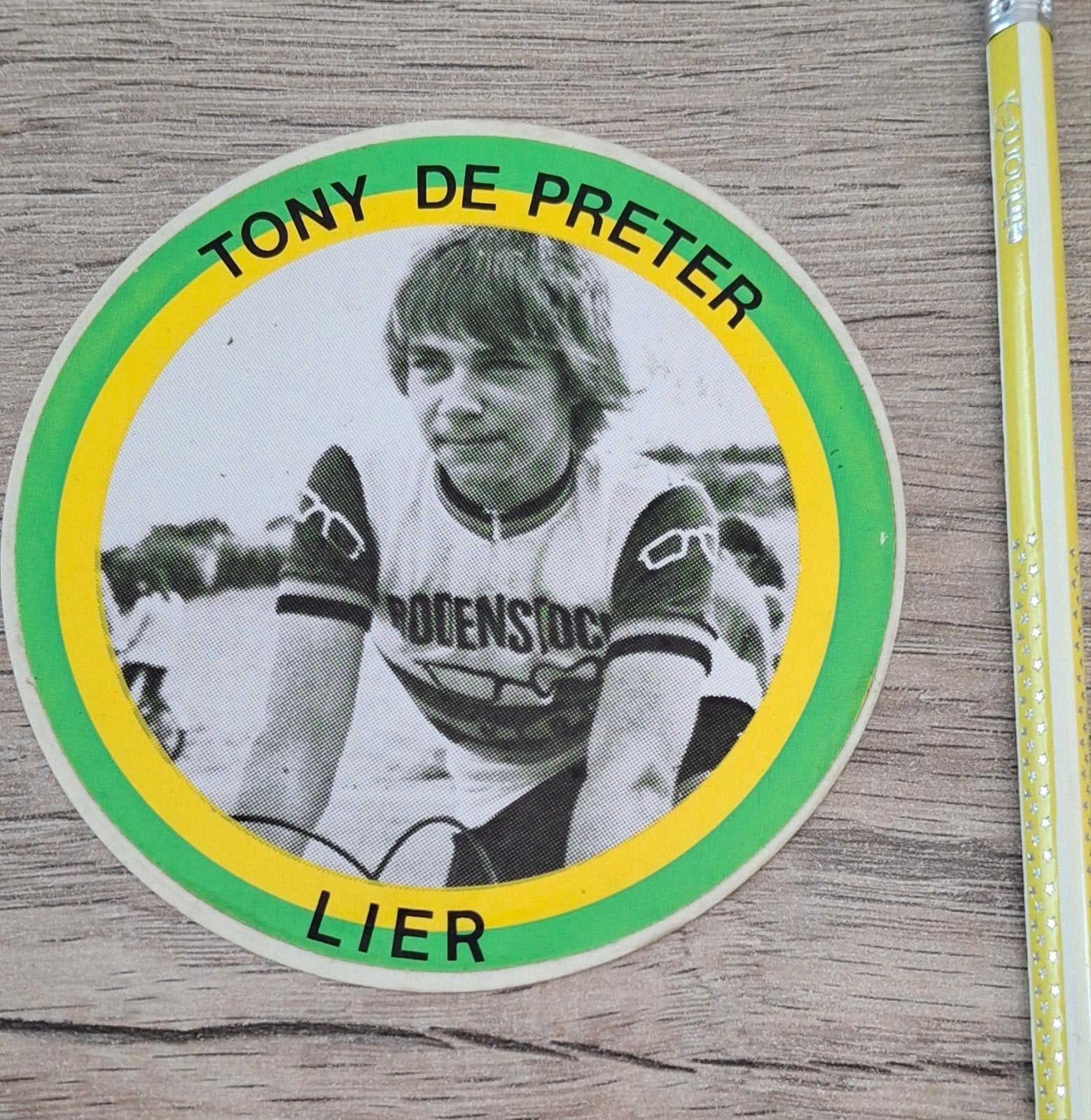 Vintage sticker wielrennen Tony de Preter Lier, Verzamelen, Ophalen of Verzenden, Zo goed als nieuw, Sport