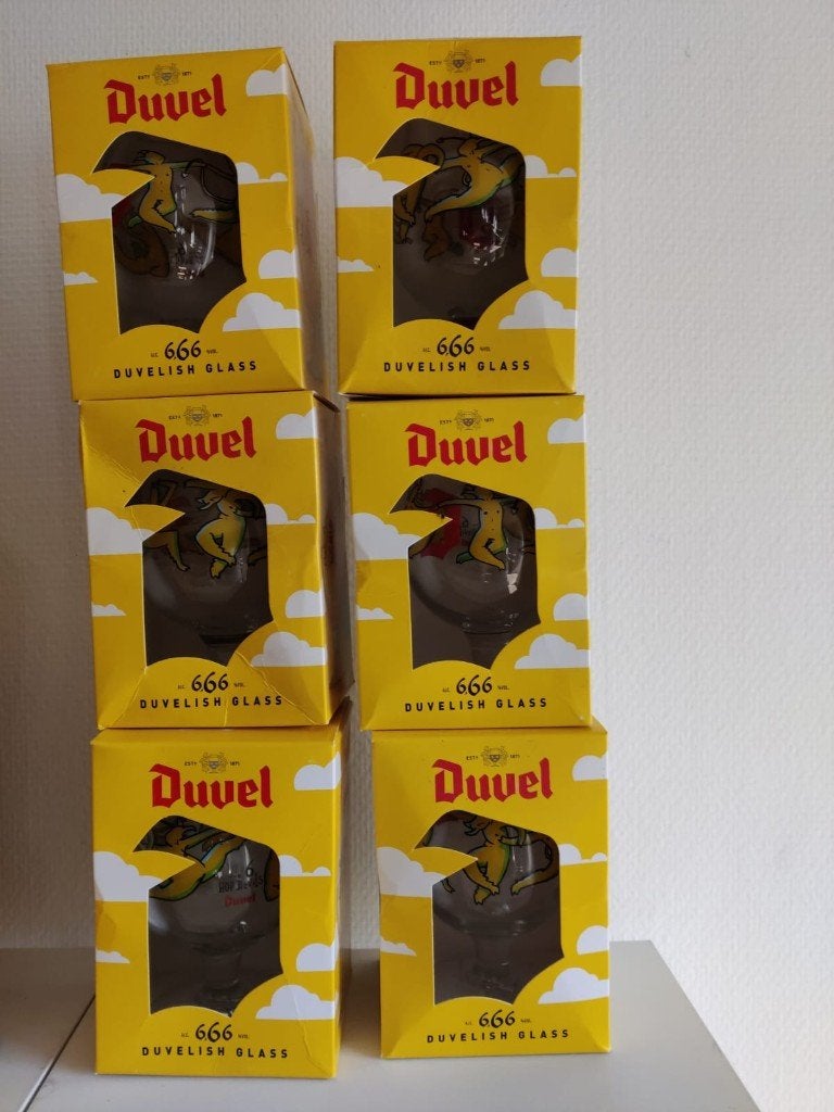 6 Duvel glazen - 6 Hop devils - Limited Edition, Verzamelen, Ophalen of Verzenden, Nieuw, Bierglas