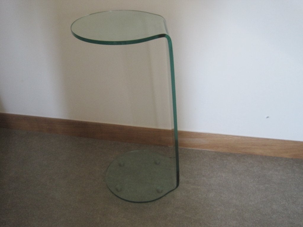 Glazen design bijzettafel, Huis en Inrichting, Tafels | Bijzettafels, Ophalen, Zo goed als nieuw, Glas