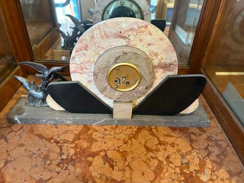 Art deco schouwklok met vogelmotief, Ophalen