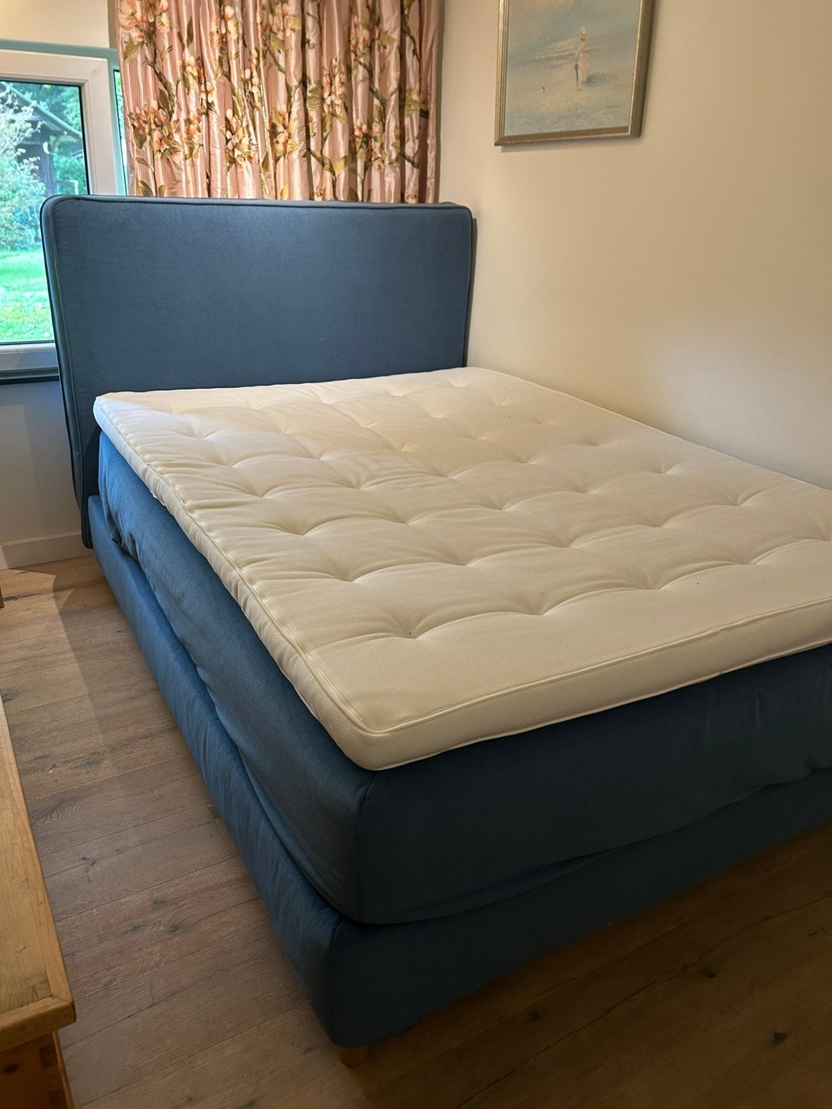Bed, stoel en 2 nachtkastjes, Huis en Inrichting, Ophalen, Gebruikt, Blauw, 140 cm