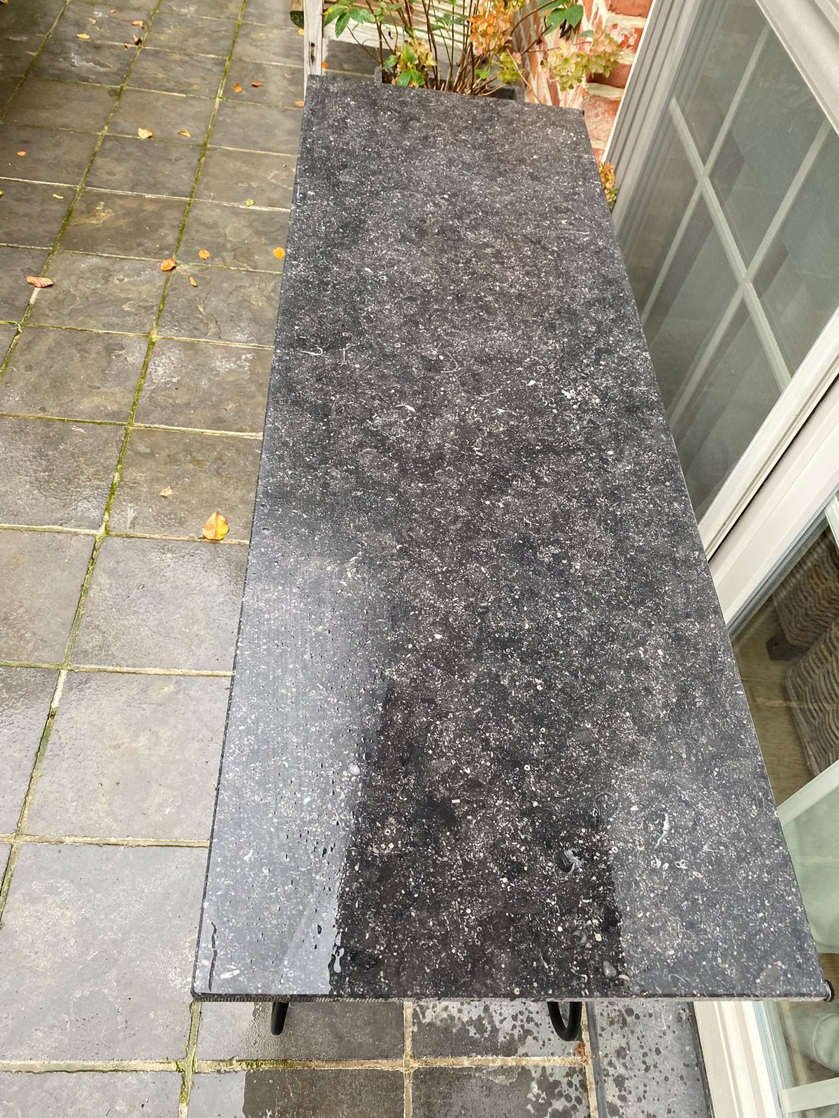 Prachtige sidetable hardsteen & ijzer 140 cm, Ophalen, Zo goed als nieuw